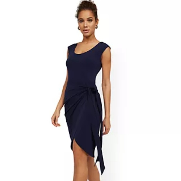 NEW YORK AND COMPANY CAP-SLEEVE TULIP WRAP DRESS - Picture 5 of 9